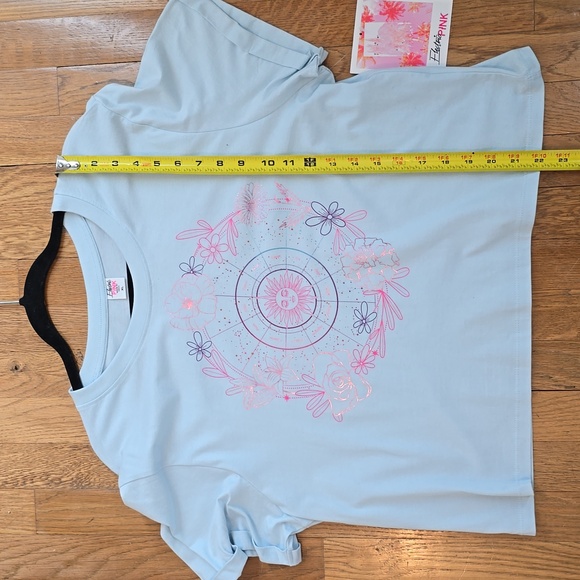 ELECTRIC PINK BRAND WOMENS BLUE ZODIAC SIGNS CROP TOP TEE-SHIRT SIZE XL - Picture 11 of 16